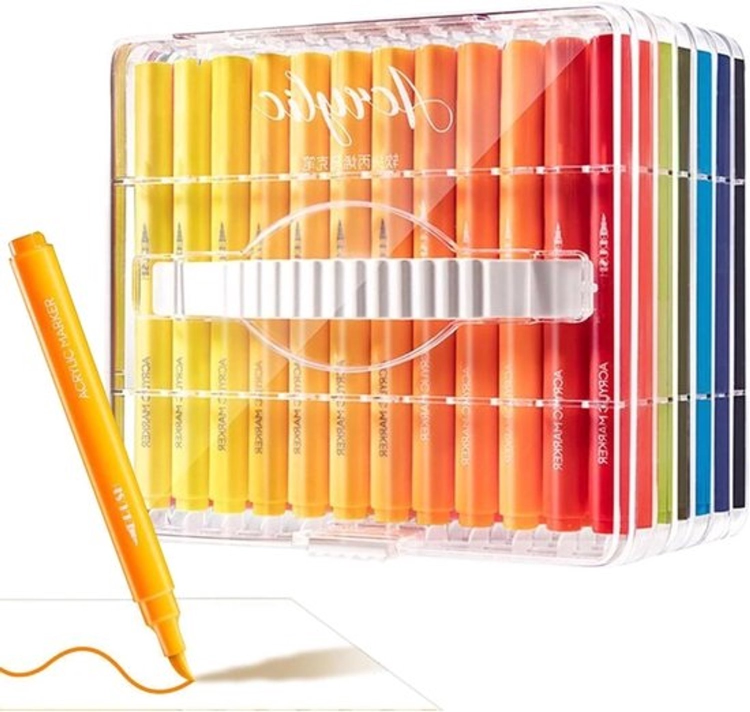 Acrylverfmarkers - Set van 60 kleuren - Voor creatief tekenen - Sneldrogende inkt - 60 stuks - Meerkleurig