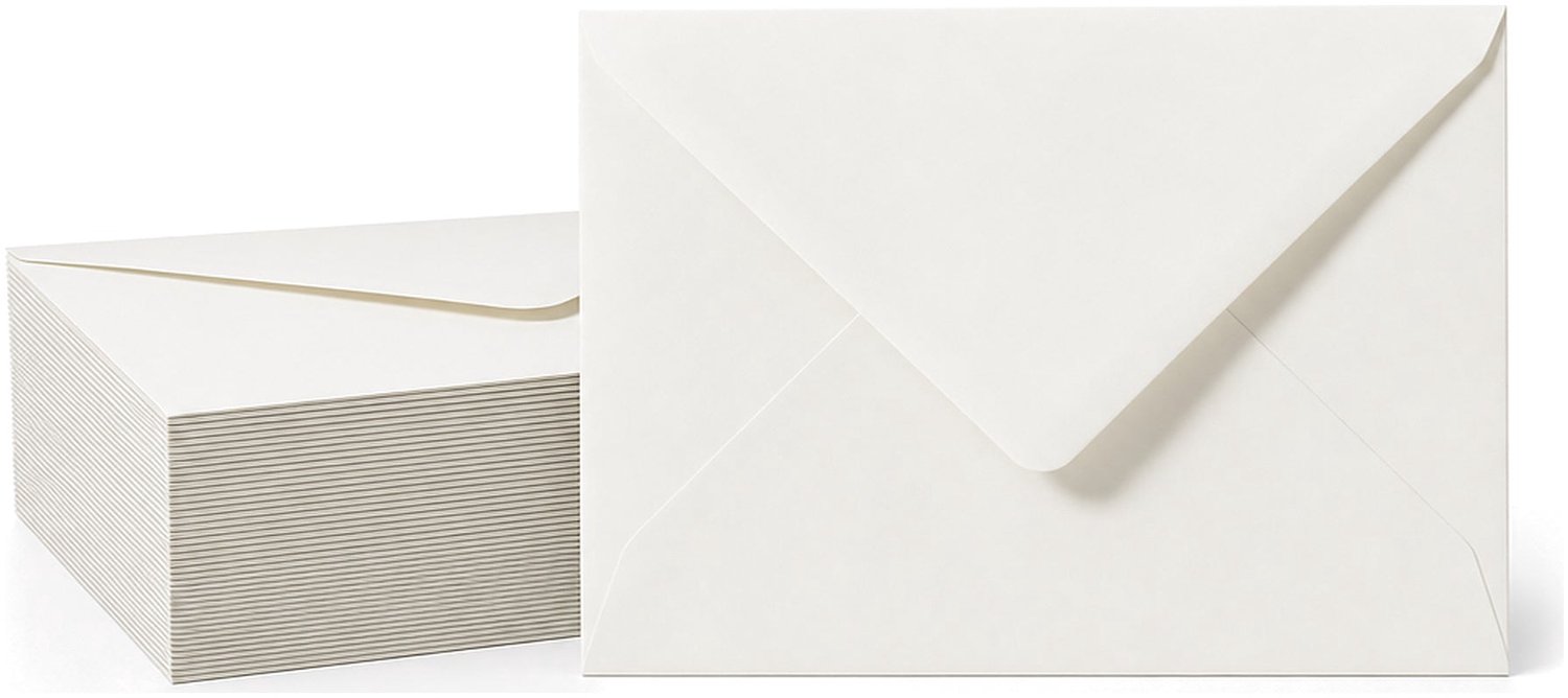 Enveloppen Gebroken Wit 17x23.5 cm - 50 stuks - 120 gram - Luxe Enveloppen A5 - Premium Wenskaart Envelop