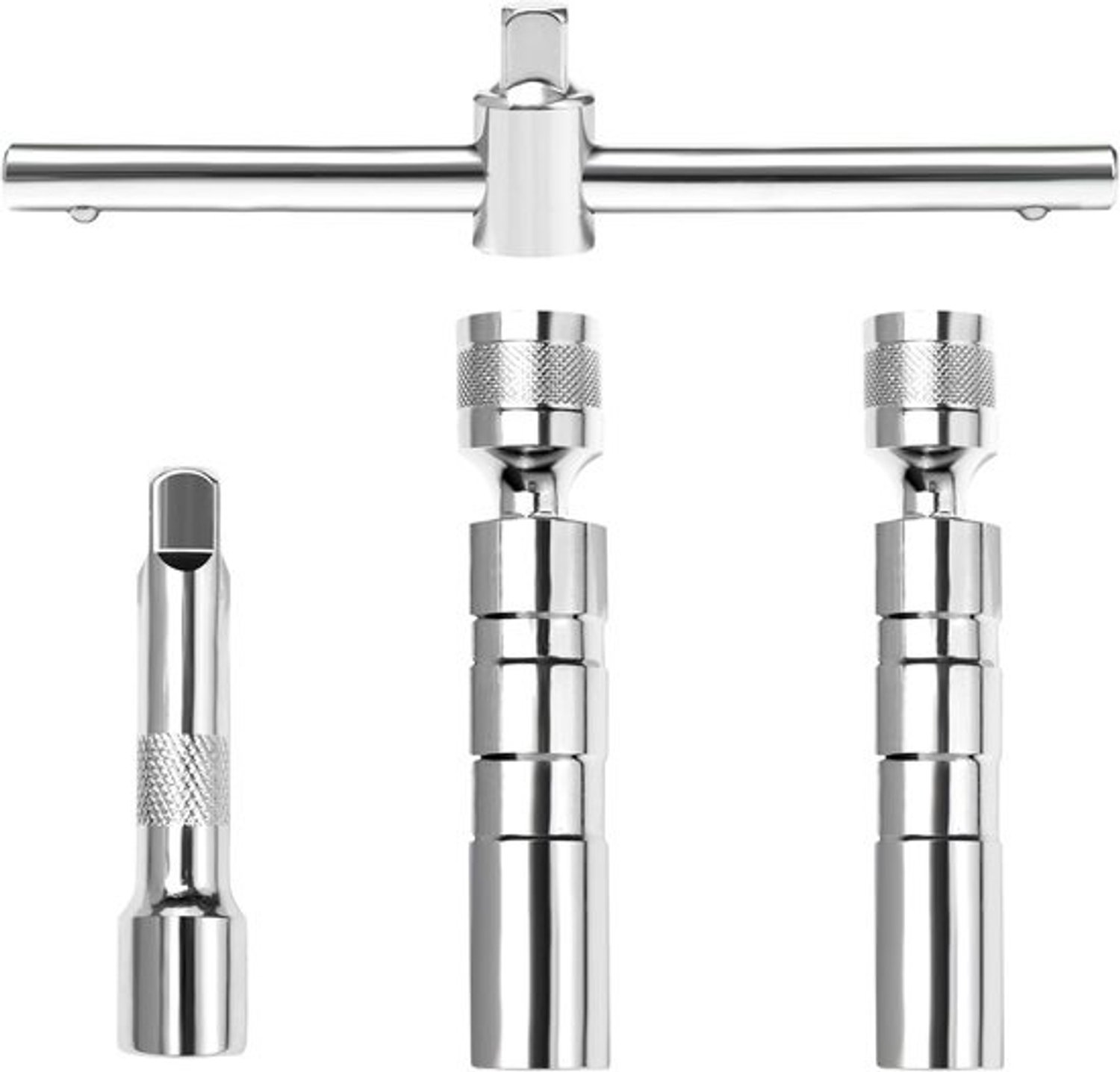 Bougiesleutelset - Verwijderingsgereedschap - Motoronderhoud - Magnetische Grip - 14 en 16 mm - Zilverkleurig