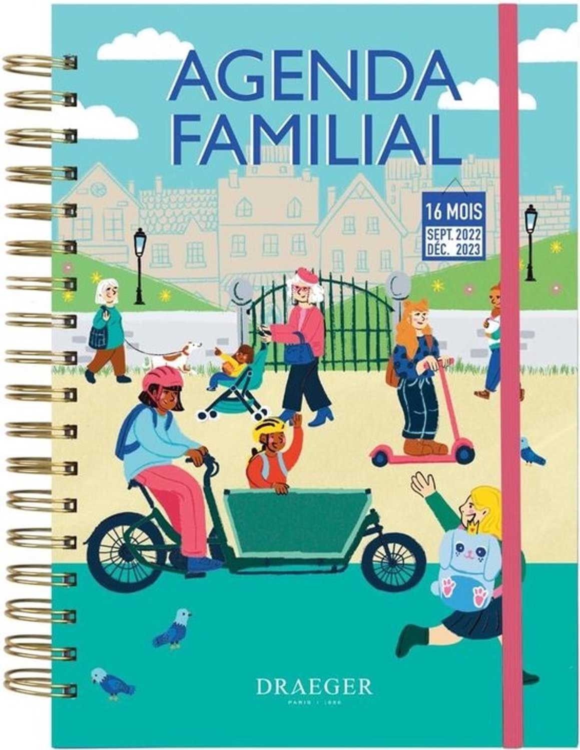 Familiekalender - Ruime planner - Plan het jaar - Overzicht van 16 maanden - 18 x 25.5 cm - Groen