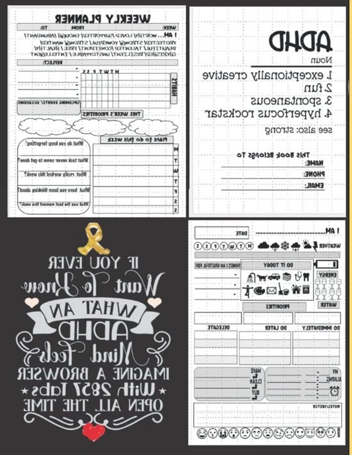 ADHD Planner - Planner voor organisatie - Dagelijkse planning - Prioriteiten bijhouden - 8.5x11 inch - Mat