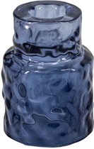Glazen waxine- en kaarsenstandaard blauw