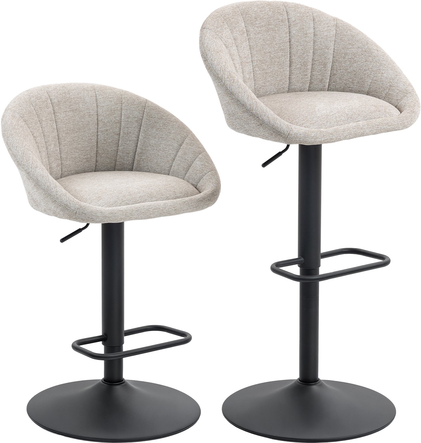 Homona Barhocker 2-delige set - In hoogte verstelbaar en 360° draaibaar - Met rugleuning en voetensteun - 53,5 x 46 x 83-103 cm - Beige