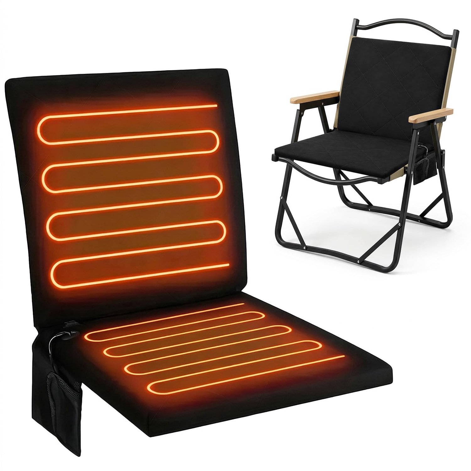 Elektrisch Zitkussen 40 x 25 x 2 cm - USB Verwarmd Zitkussen - Zacht en Draagbaar - Verwarmingskussen voor Stoel - Voor Kantoor, Kamperen en Vissen