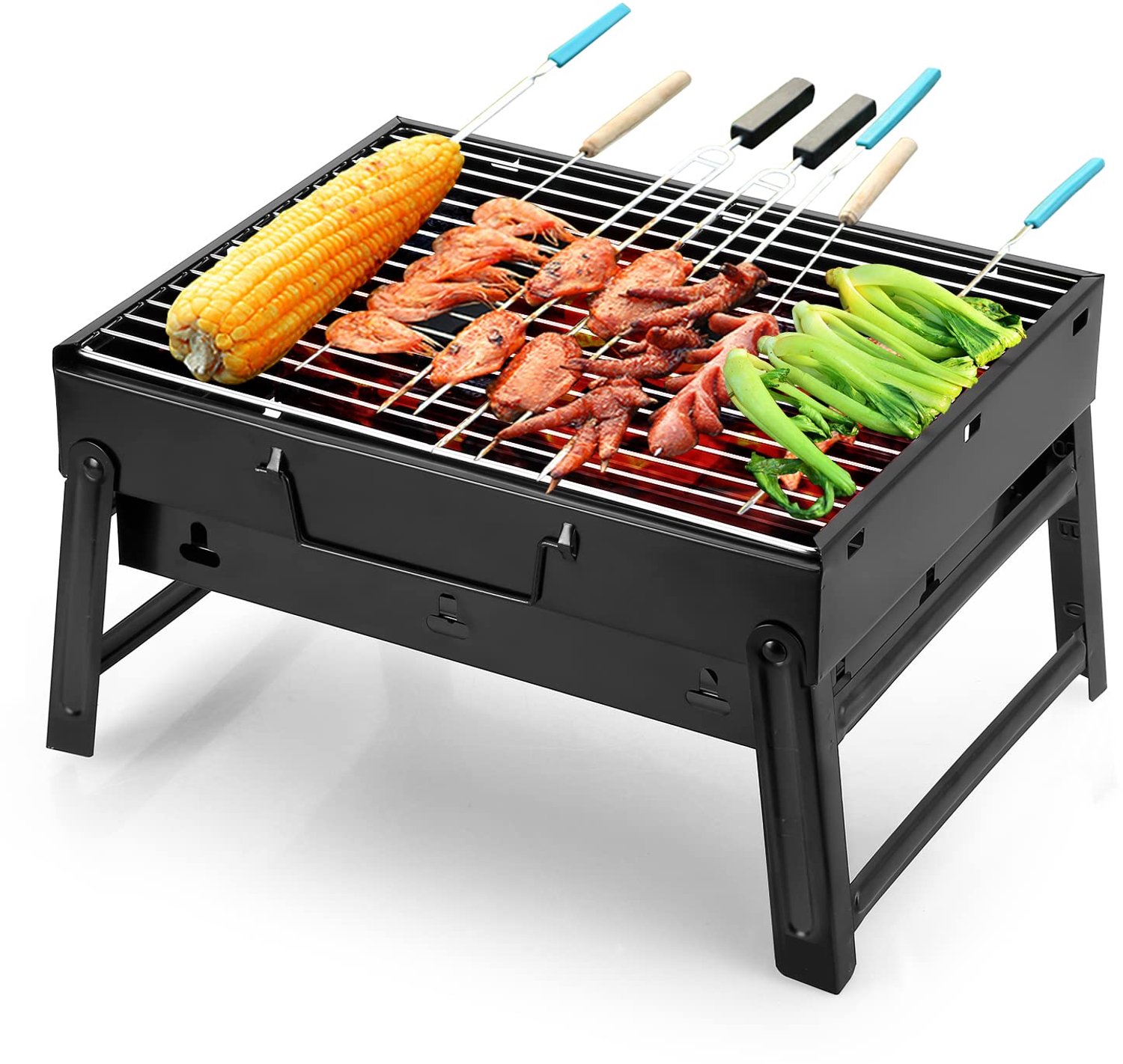 Barbecue Grill Draagbare BBQ Houtskool Grill Roker Grill voor Outdoor Koken Camping Wandelen Picknics Backpacken