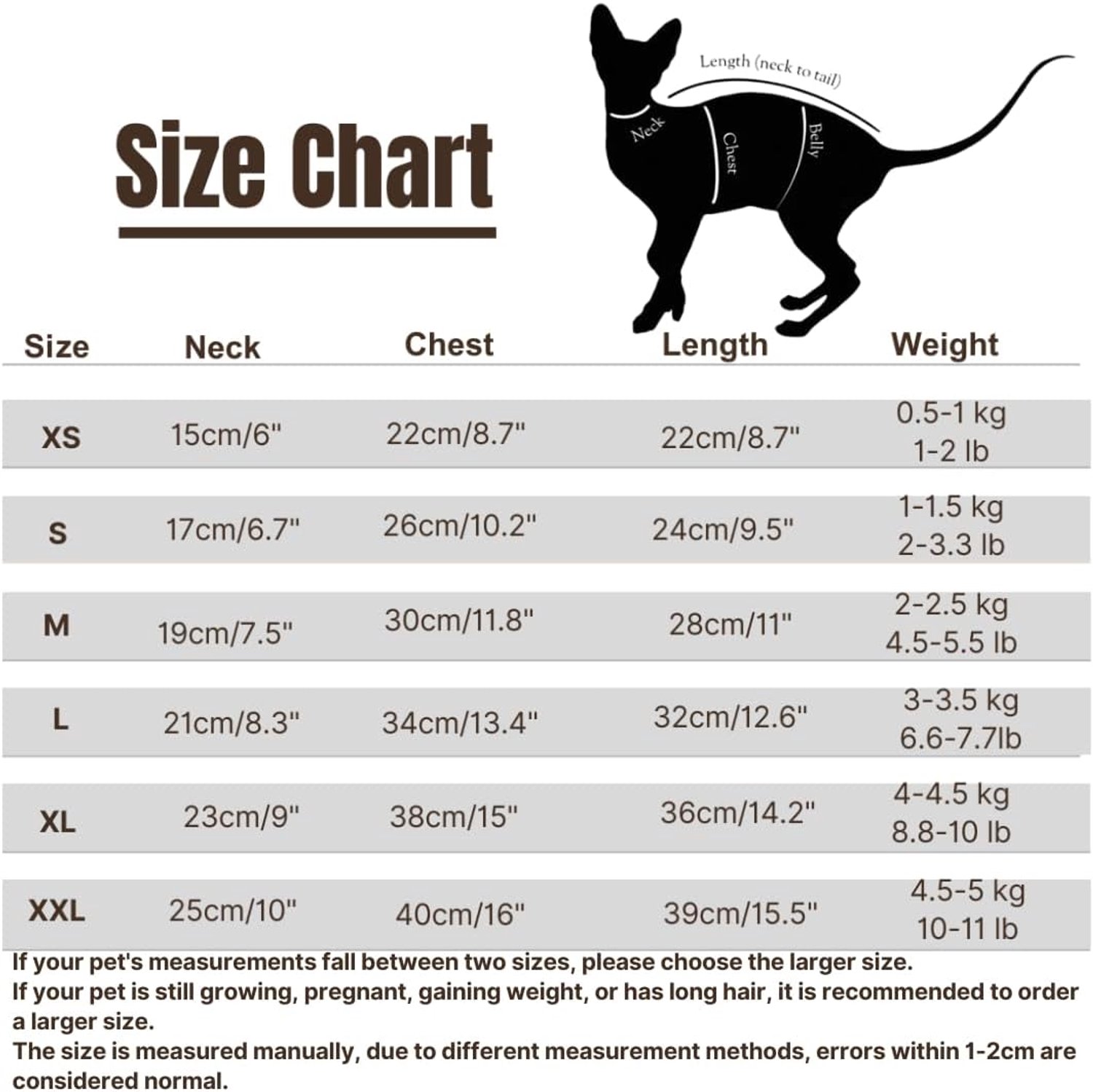 Kattenjumpsuit L (6-8 lbs) - warme stof - met hoed en staarthoes - houdt haarloze katten warm - Vemera