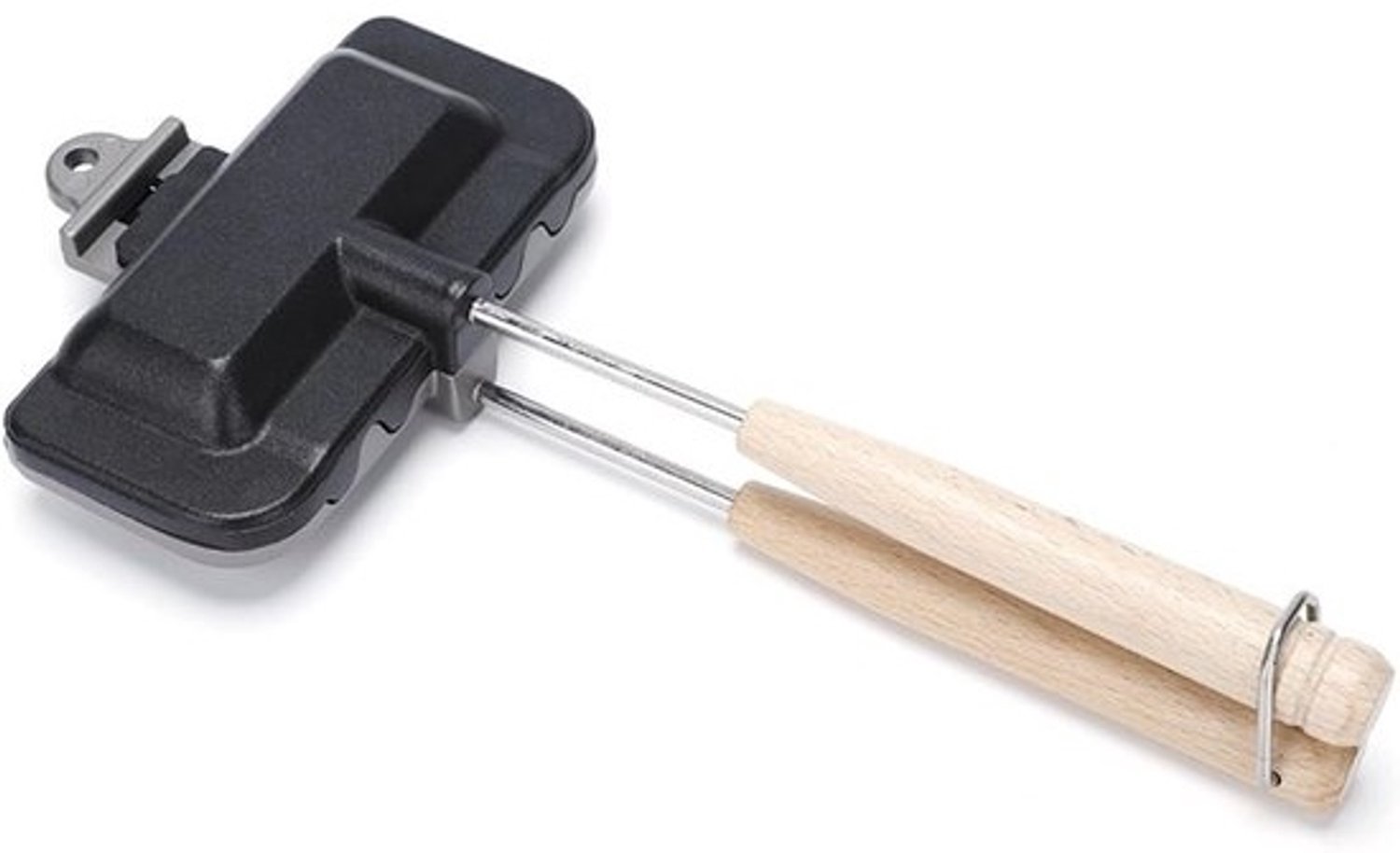 Gietijzeren Sandwichmaker - Koekenpan Bakpan - Kampvuurkoken - Dubbelzijdig - 28 x 22 cm - Zwart