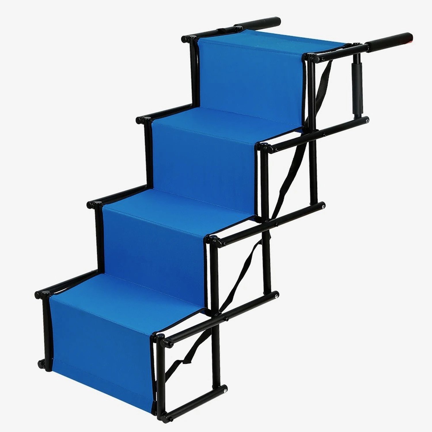 DPLUNIQ Hondentrap - Hondenloopplank - Trap - Honden - 4 Treden - Max 75kg - 101x47x76cm - Opvouwbaar - Oxford stof - 4kg - Blauw