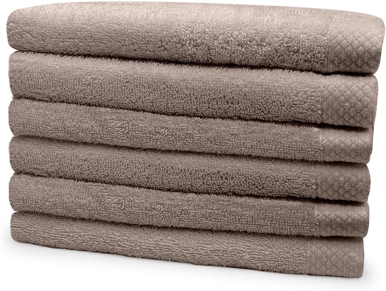 Badstof handdoek 50x100cm - taupe - set van 6 - zacht en absorberend - Vemera