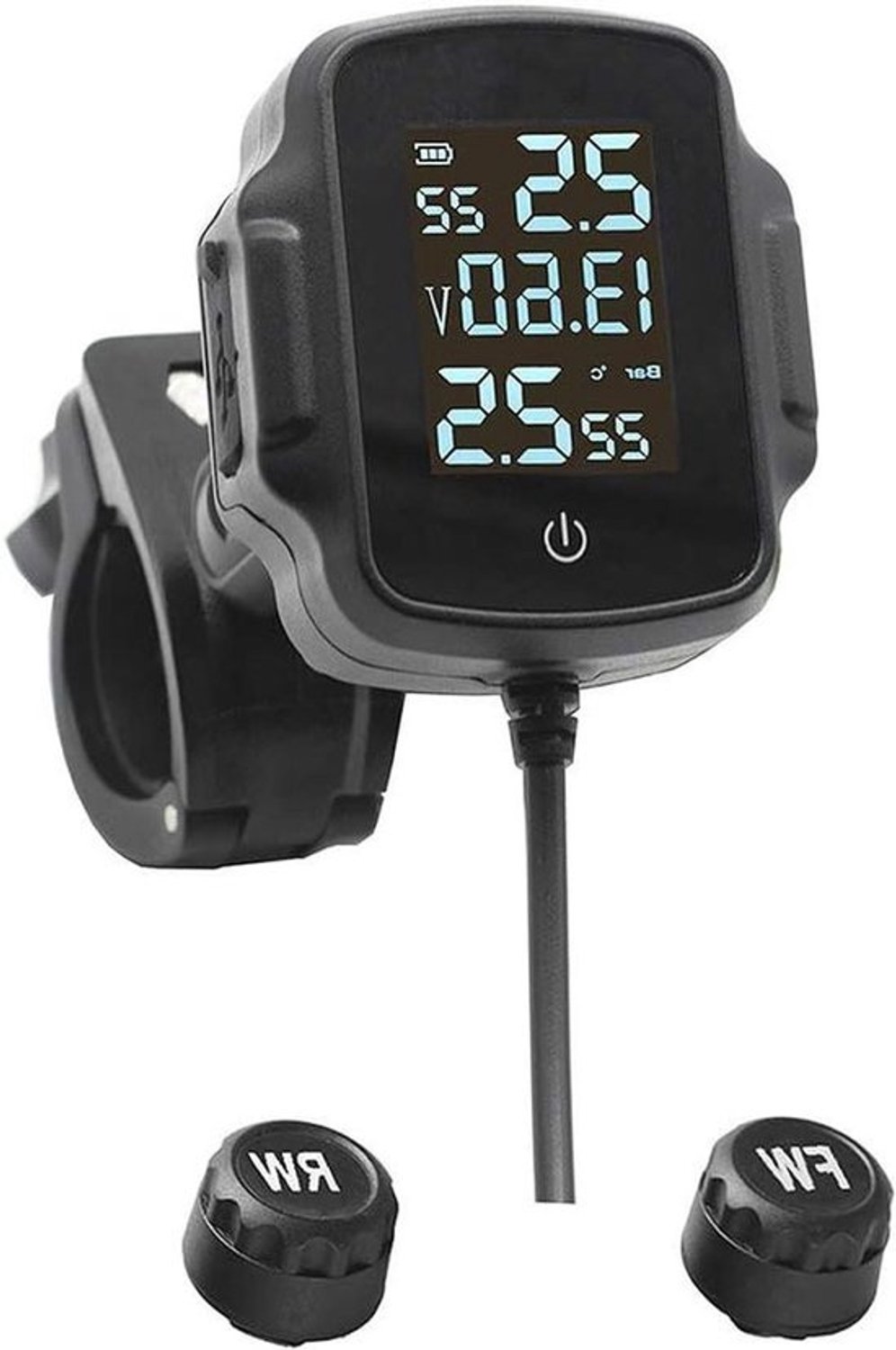 Motorbandenspanningssysteem - TPMS-monitor voor motorfiets - Bandstatus controleren - Realtime temperatuurwaarschuwing - 0-6.0 Bar - Zwart