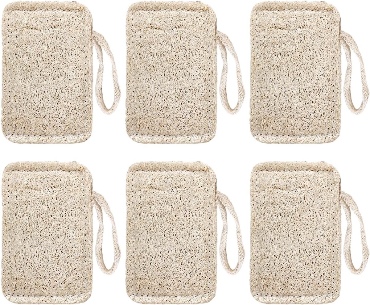 Set van 6 Biologische Loofah Sponsen voor Keuken, Badkamer en Kamperen - Biologisch Afbreekbaar en Composteerbaar Scrubmateriaal