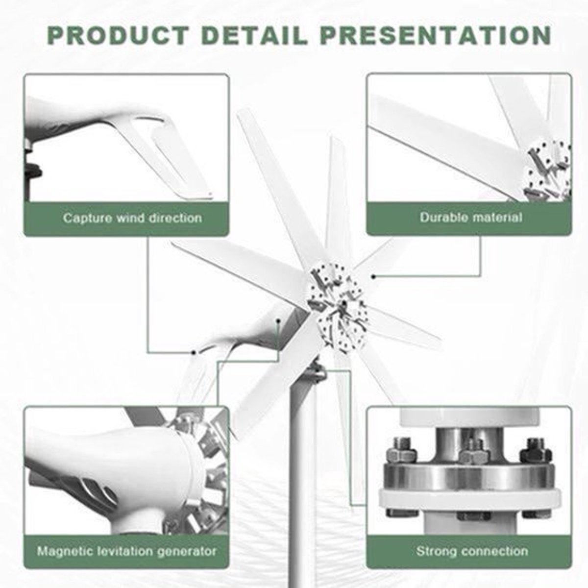 Windturbine - Windmolen - Windturbine Generator - Windenergie - 2000W - 12V - met MPPT Controller - Stille en Efficiënte Energieoplossing - voor Thuisgebruik