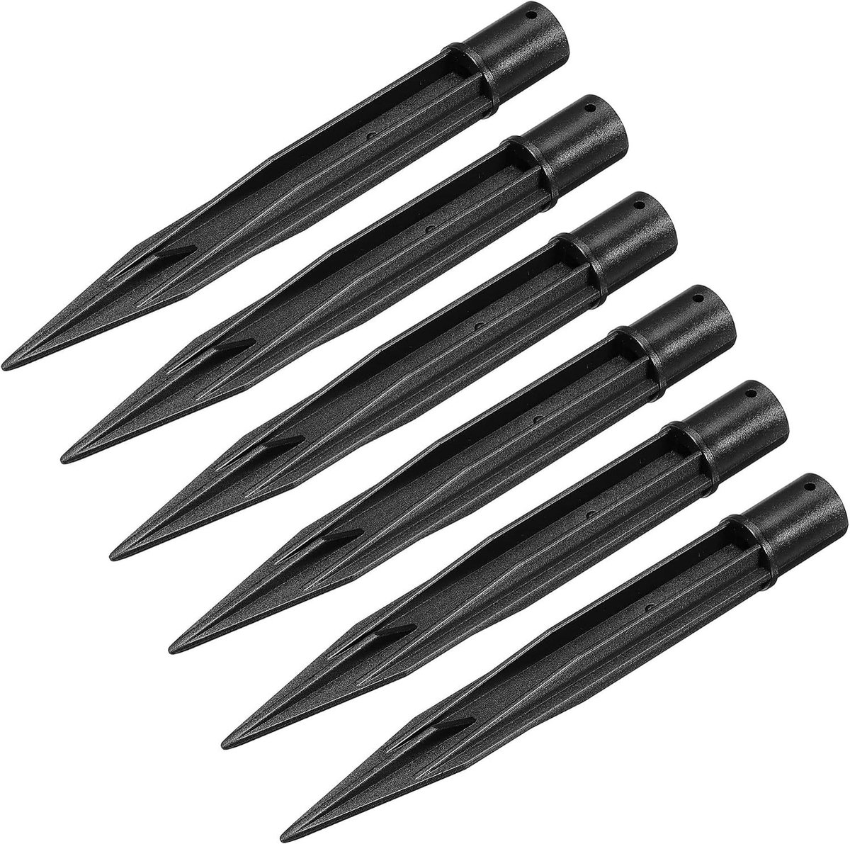 Zonne-licht prikpennen voor tuin en landschap, 150mm grondsteken van ABS plastic, set van 6, zwart