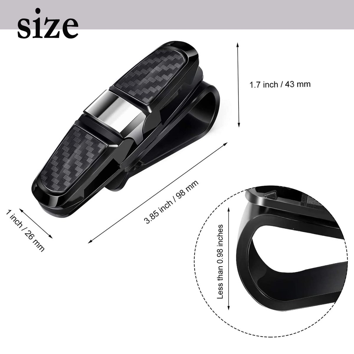 Youery Brilhouder voor auto, 4 stuks brilhouders voor auto zonneklep, zonnebrillen en brillen met kaartclip, 180° - ShopVlot