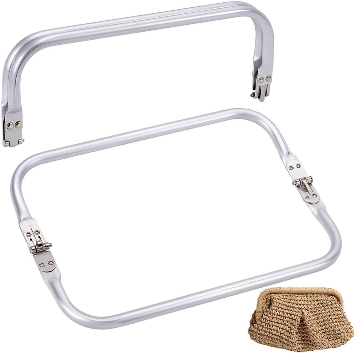 2 Stuks Rechthoekige Lock Bag Frames 9.5x25cm van Aluminium met U-Vormige Handgrepen voor DIY Tas Projecten en Naaibenodigdheden