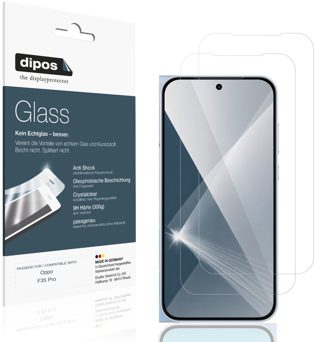 dipos – 2x Pantserfolie geschikt voor Oppo F35 Pro | 9H Screenprotector