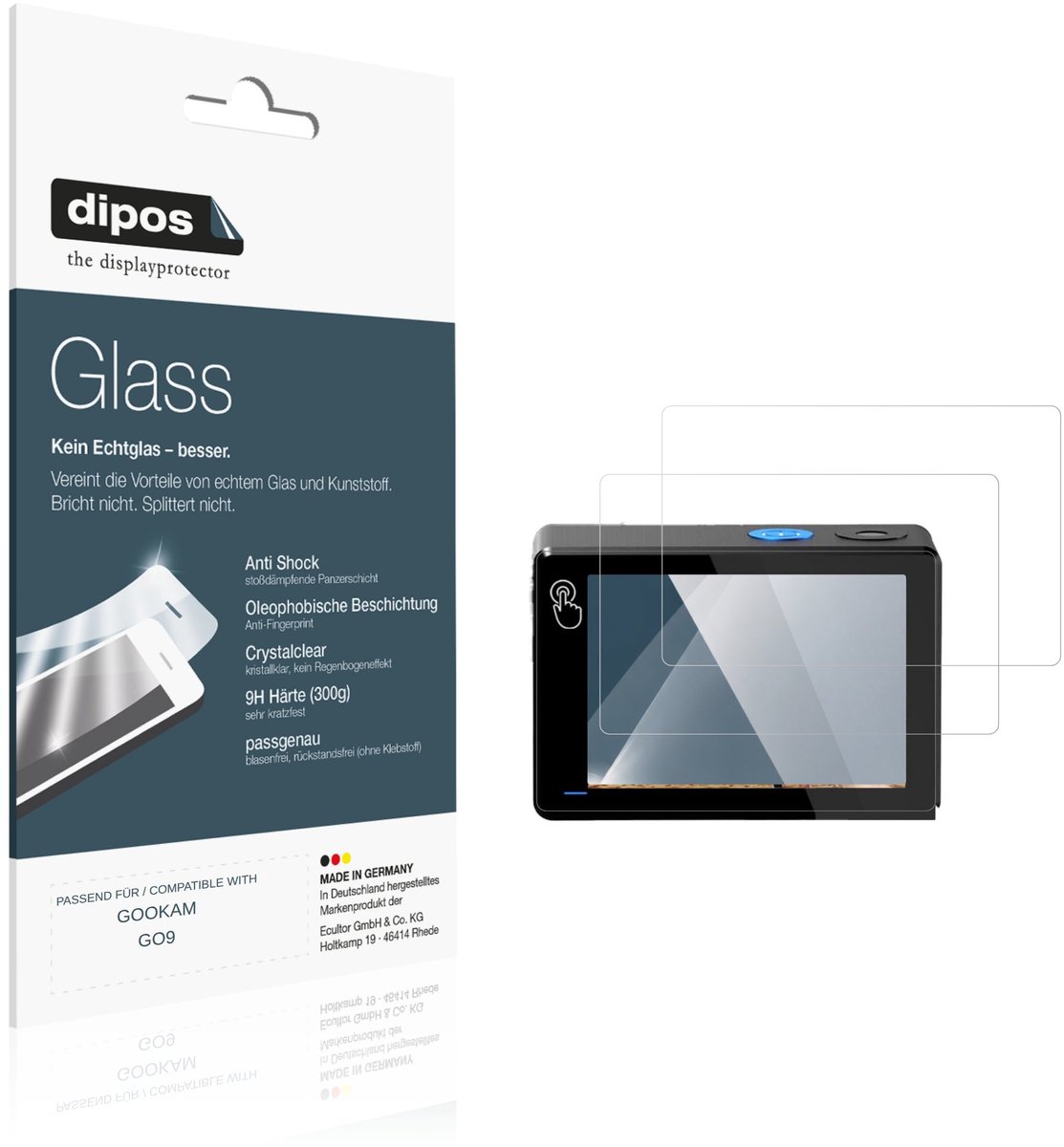 dipos – 2x Pantserfolie geschikt voor GOOKAM GO9 | 9H Screenprotector