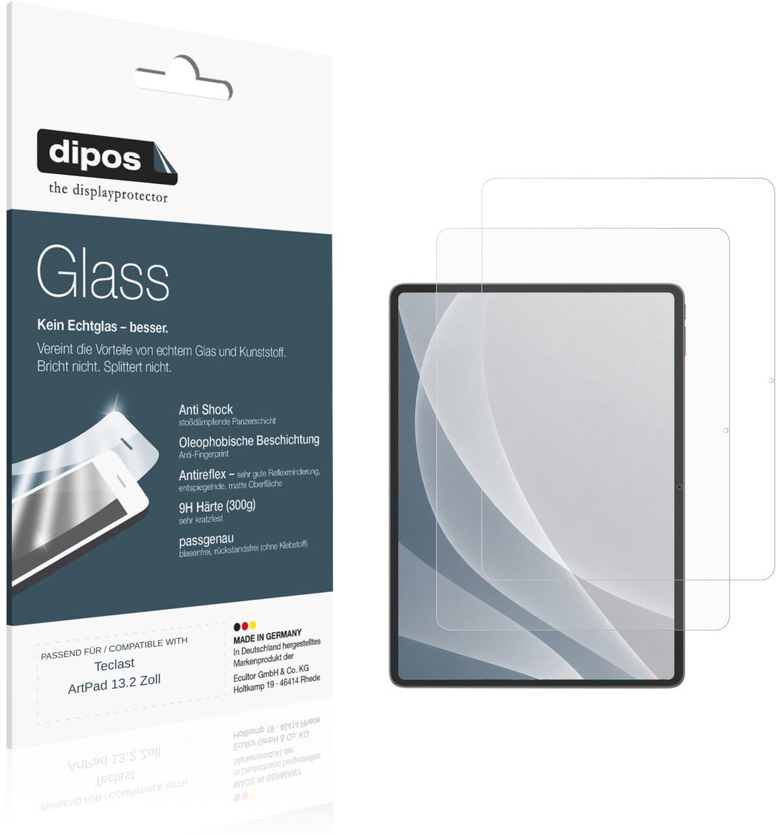 dipos – 2x Matte Pantserfolie geschikt voor Teclast ArtPad 13.2 Inch | 9H Screenprotector