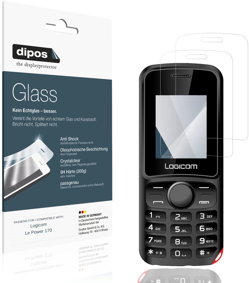 dipos – 2x Pantserfolie geschikt voor Logicom Le Power 170 | 9H Screenprotector