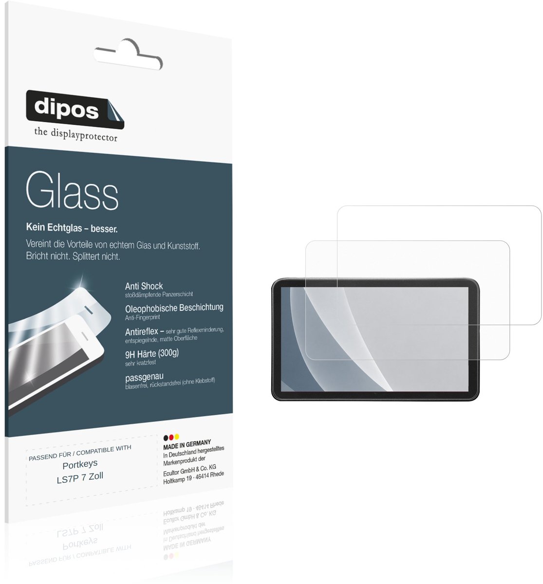 dipos – 2x Matte Pantserfolie geschikt voor Portkeys LS7P 7 Inch | 9H Screenprotector