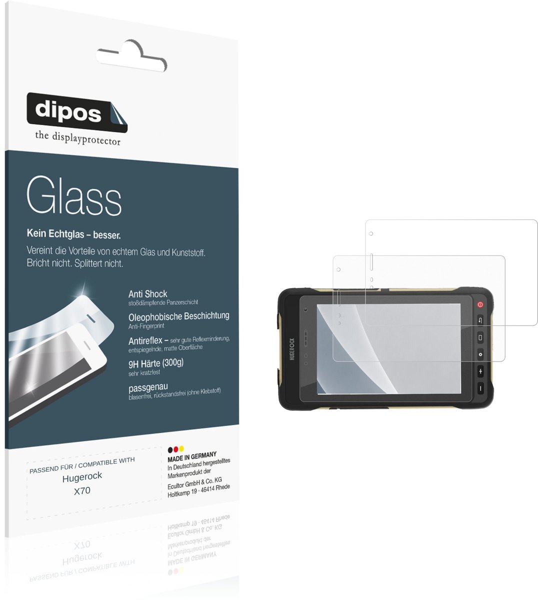 dipos – 2x Matte Pantserfolie geschikt voor Hugerock X70 | 9H Screenprotector