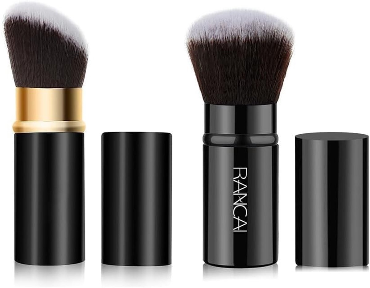 Set van 2 Professionele Make-up Kwasten voor Foundation, Poeder en Blush - Ideaal voor Contouren en Reisgebruik