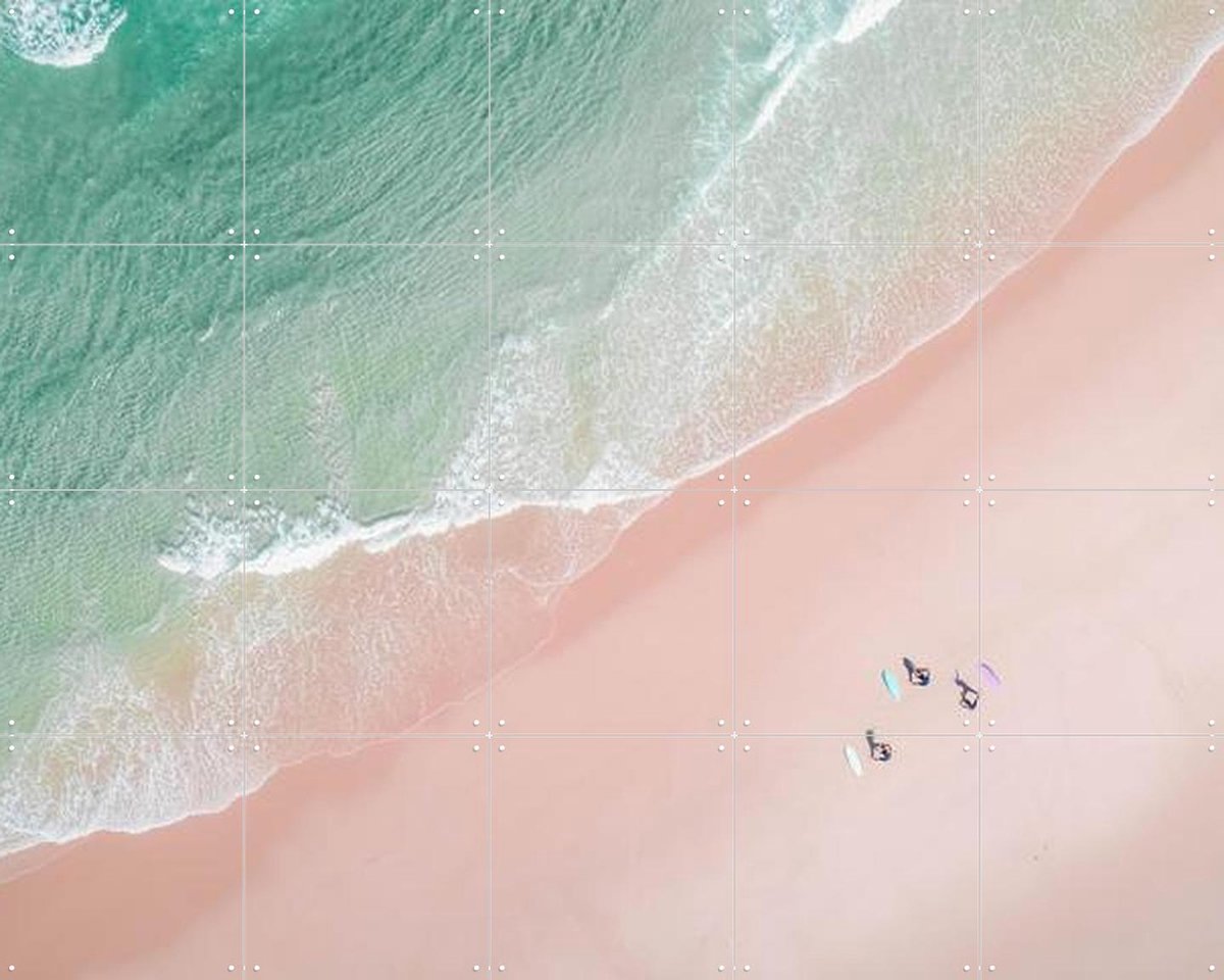 IXXI Aerial Surf Yoga, Ingrid Beddoes - 100 x 80 cm - Grote wanddecoratie en posters - Kleurrijk, Fotografie, Slaapkamer, Woonkamer, Zeelandschappen & Roze
