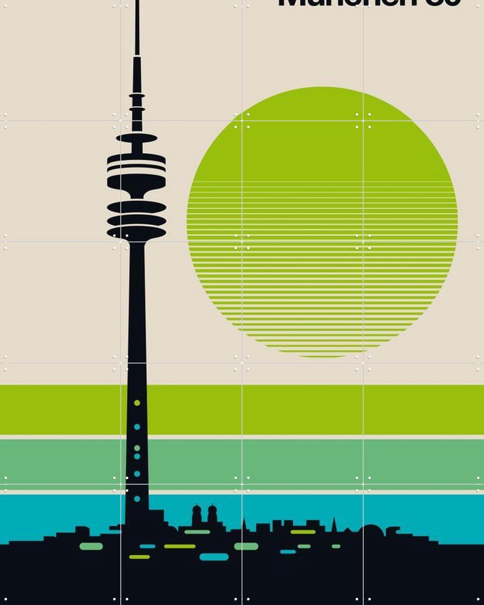 IXXI München 80, Bo Lundberg - 80 x 100 cm - Gratis ophangtool - Grote wanddecoratie en posters - Retro, Grafisch Ontwerp, Minimalisme, Geometrische