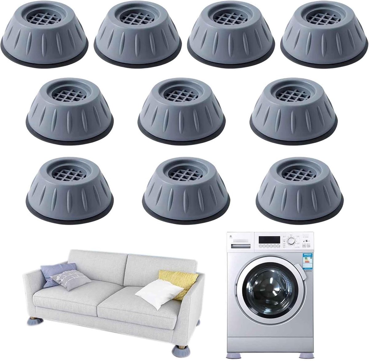 10 stuks anti-slip voetkussens voor wasmachines en koelkasten - schok- en geluidsreductie, trillingsdempers, vochtbestendig, universeel 8 cm