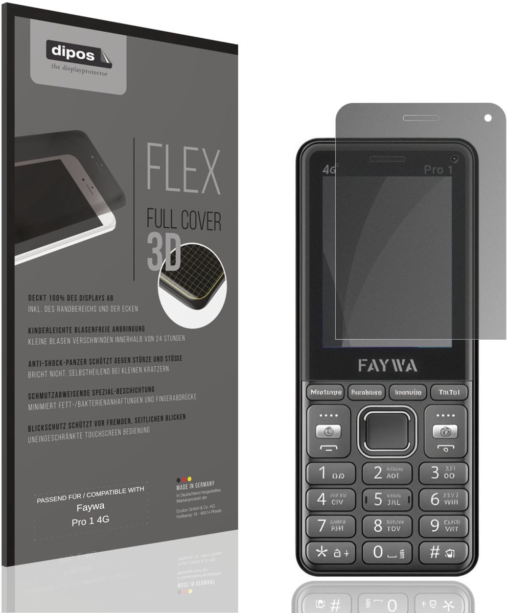 dipos FLEX – Matte Privacy Screenprotector geschikt voor Faywa Pro 1 4G | Volledige Schermbescherming | Case-Friendly