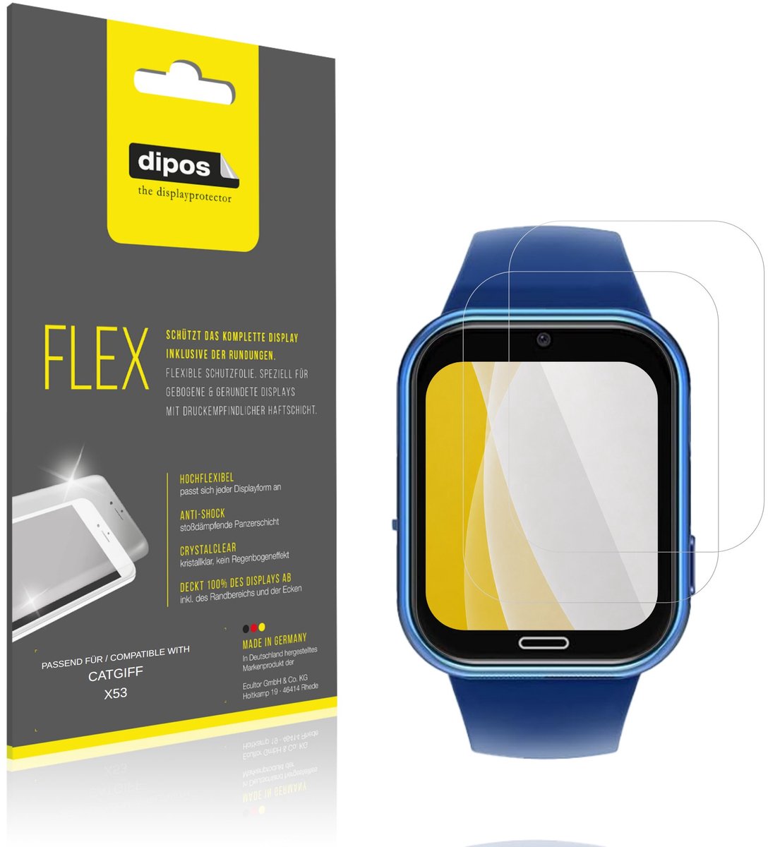 dipos – 2x Beschermfolie geschikt voor CATGIFF X53 | 3D Full Cover Screenprotector | 100% Passend