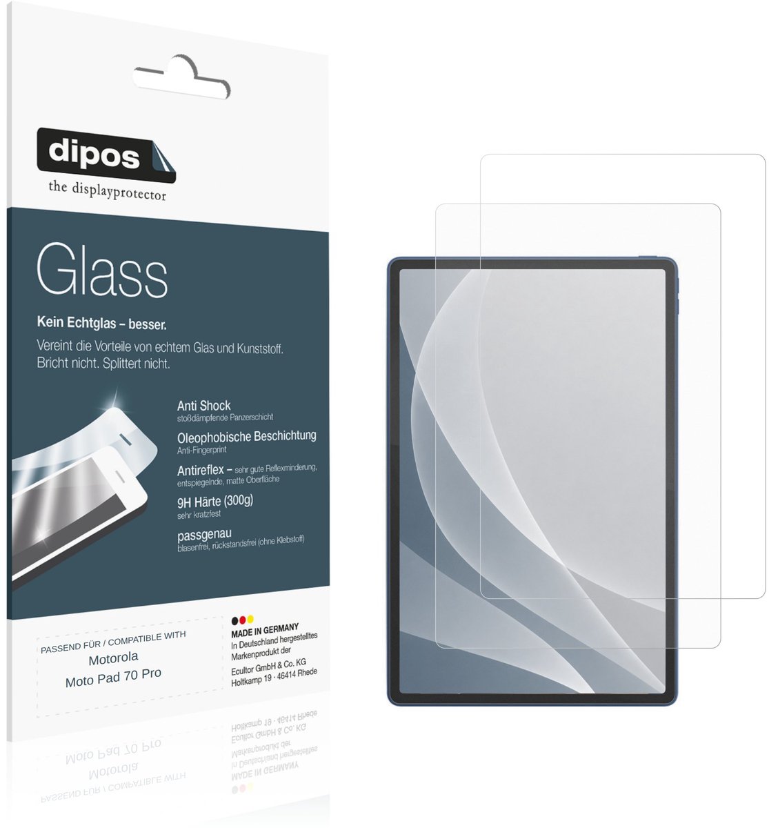 dipos – 2x Matte Pantserfolie geschikt voor Motorola Moto Pad 70 Pro | 9H Screenprotector