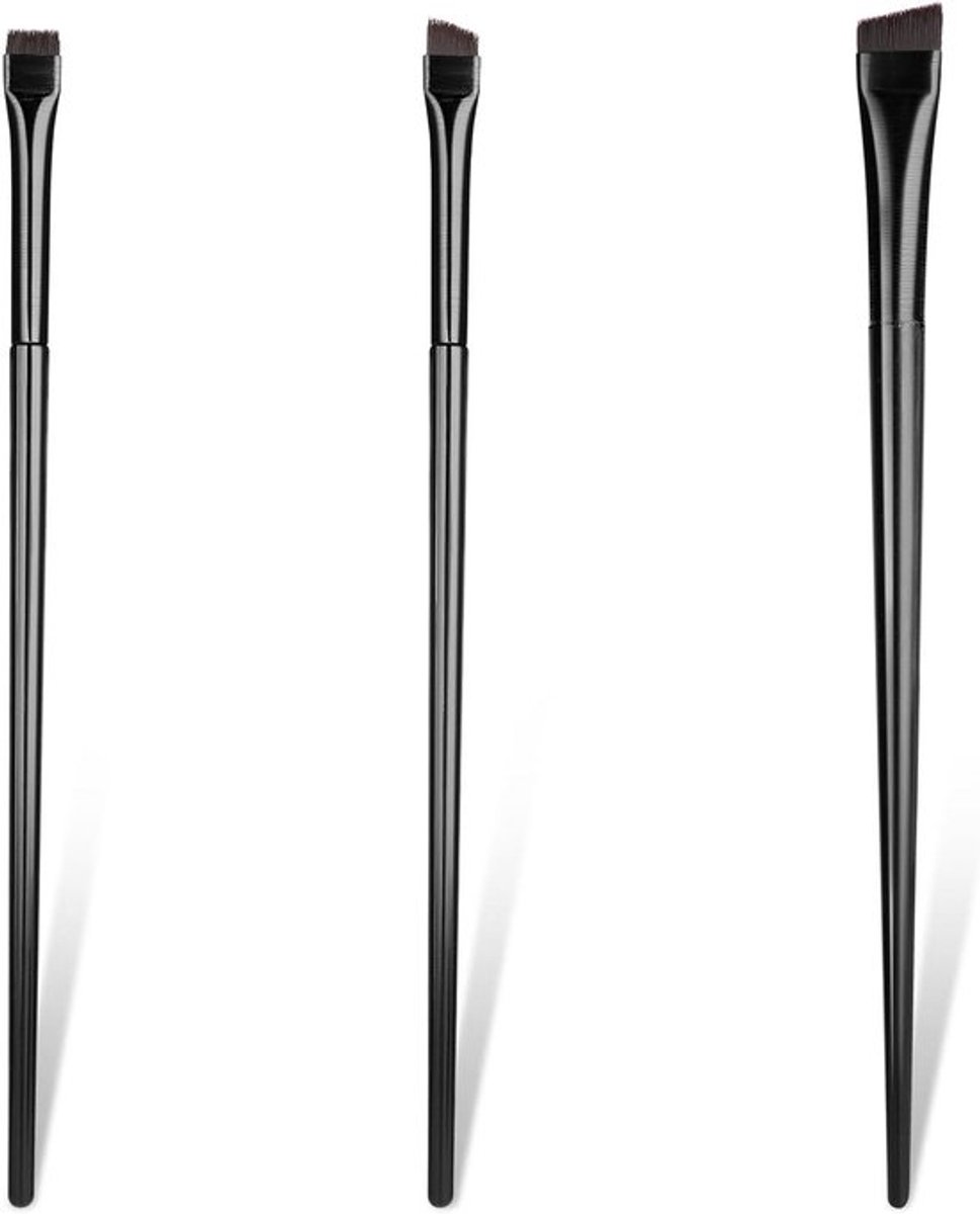 Allecto Plus - Make-up kwastenset voor perfecte wenkbrauwen - 3 stuks met fijne