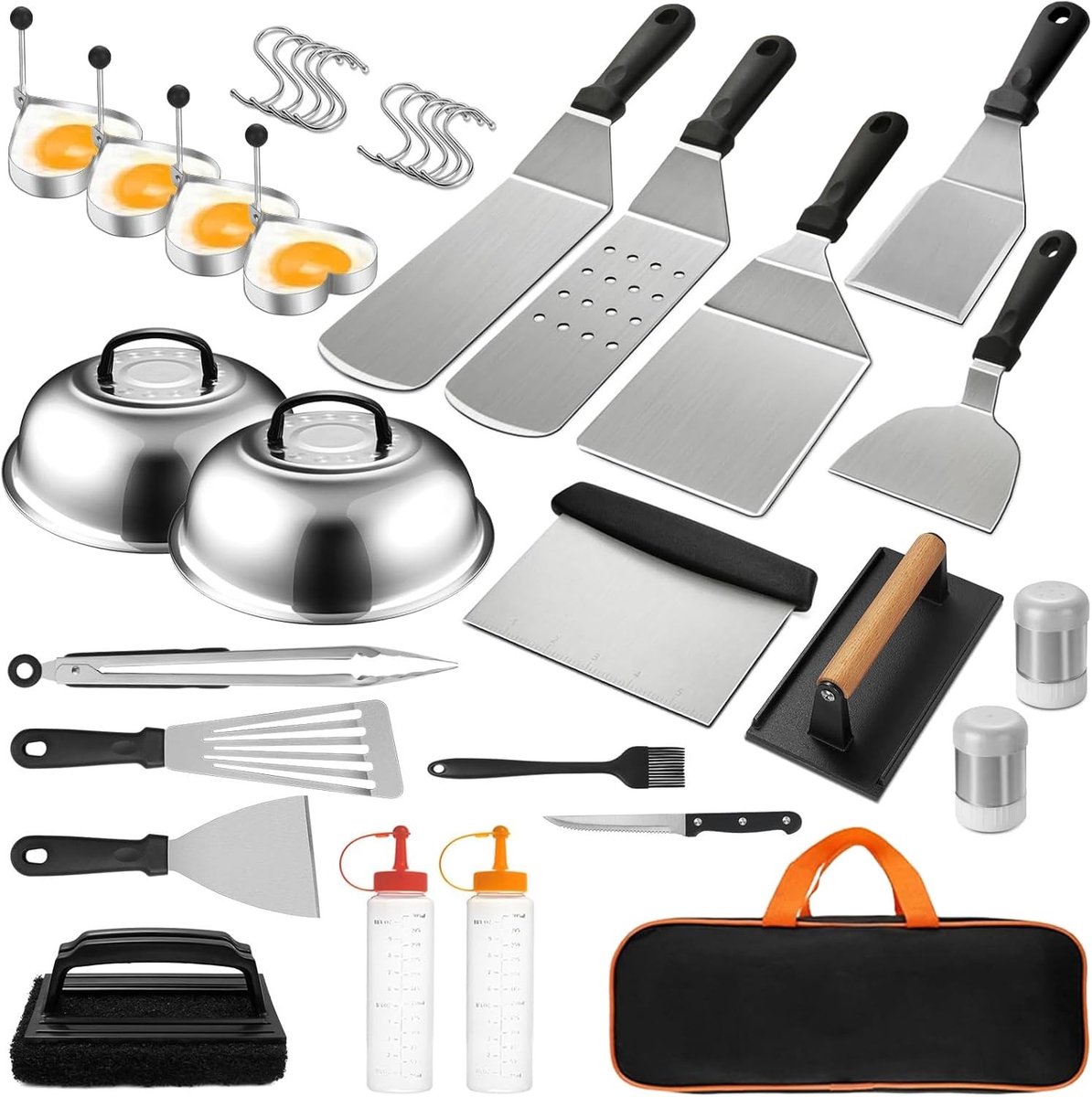 Grillspatelset - Roestvrij staal - 35-delig - Met accessoires voor barbecue en picknick