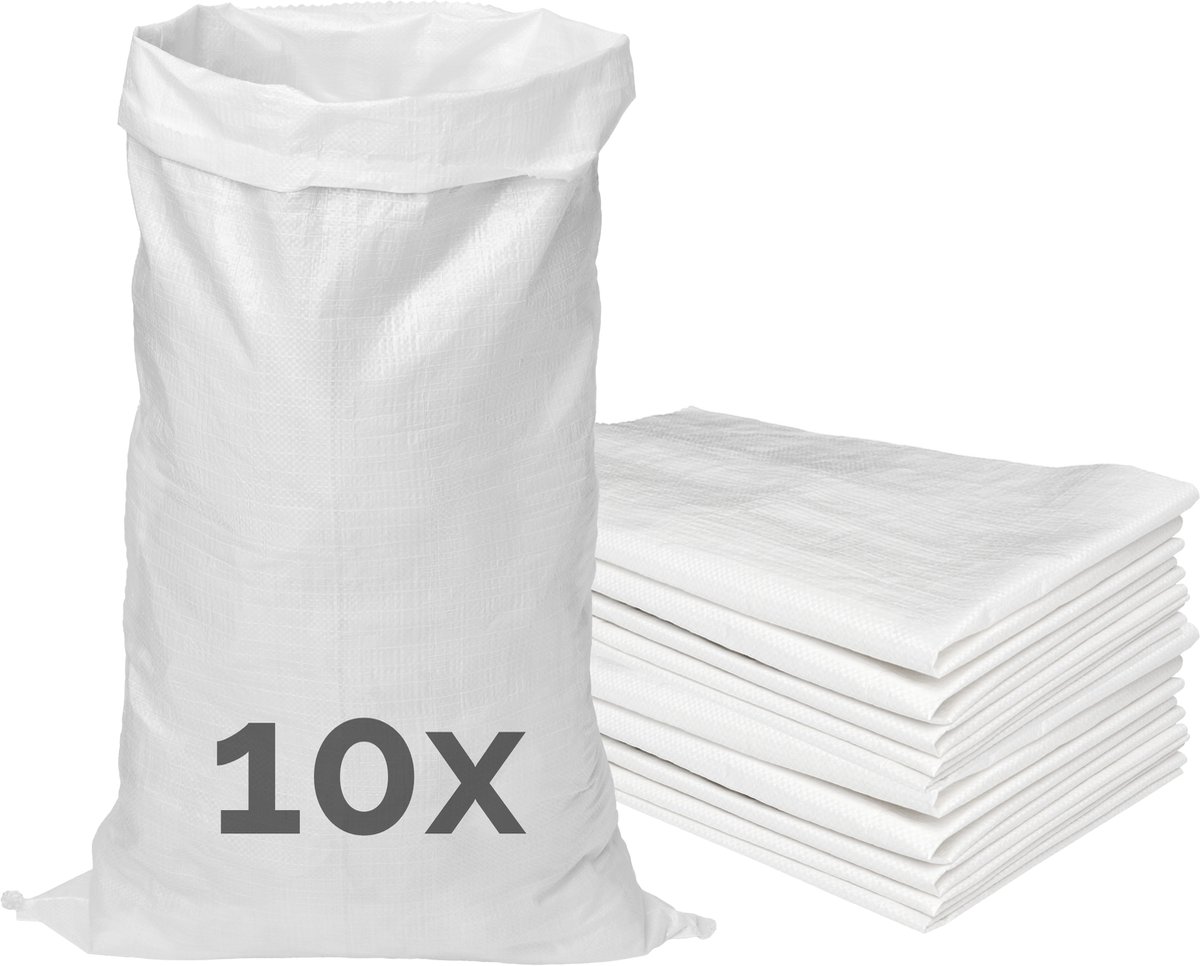Garronda 105 x 65 cm 10 stuks Zandzakken Puinzakken Geweven Zakken Wit GD-0258