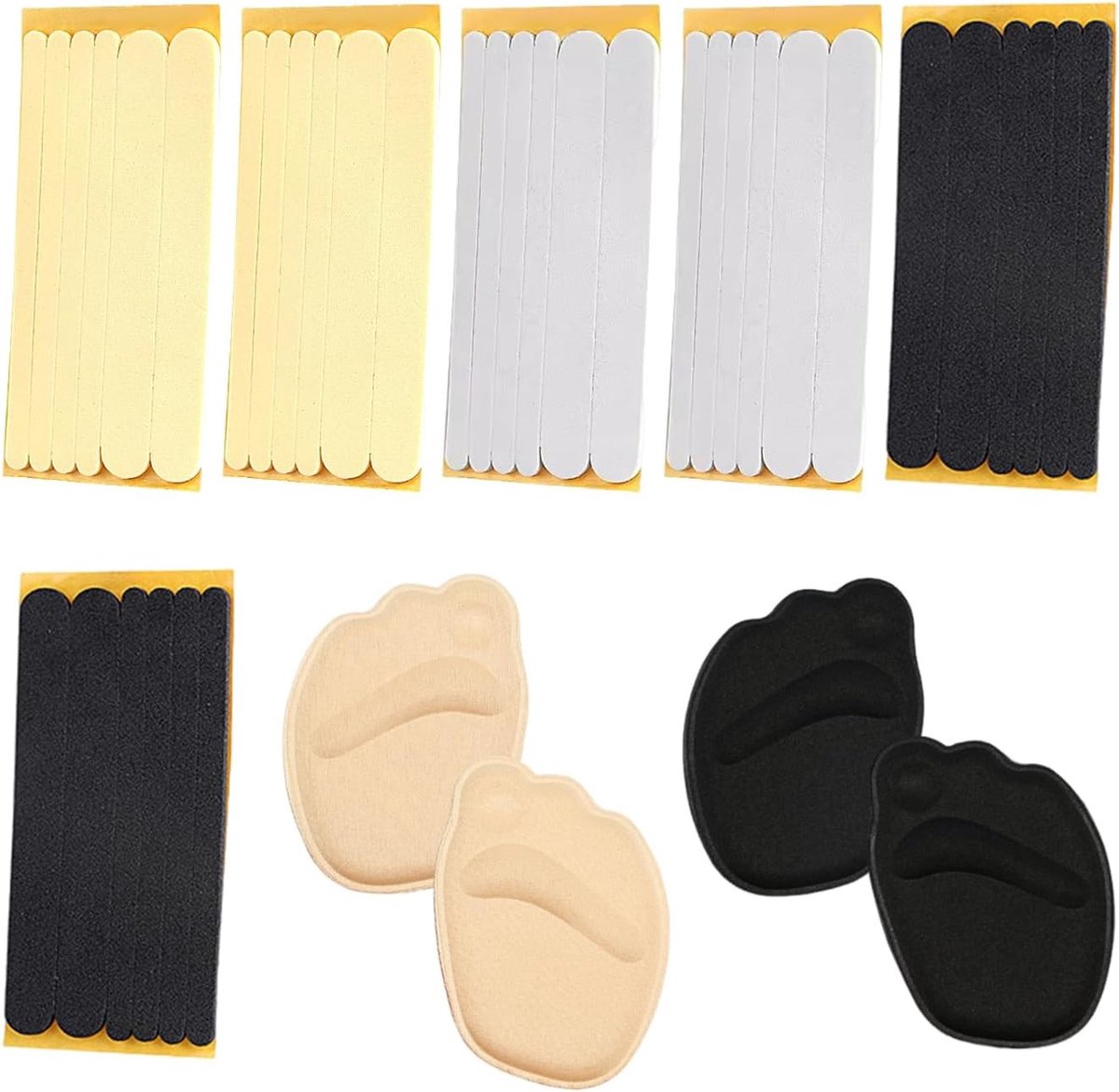 Anti-slip Schoenveters, 2 Paar Spons Inlegzolen, Anti-Dropping Insole Stickers en Hakken Beschermpads voor Voetbescherming en Comfort.