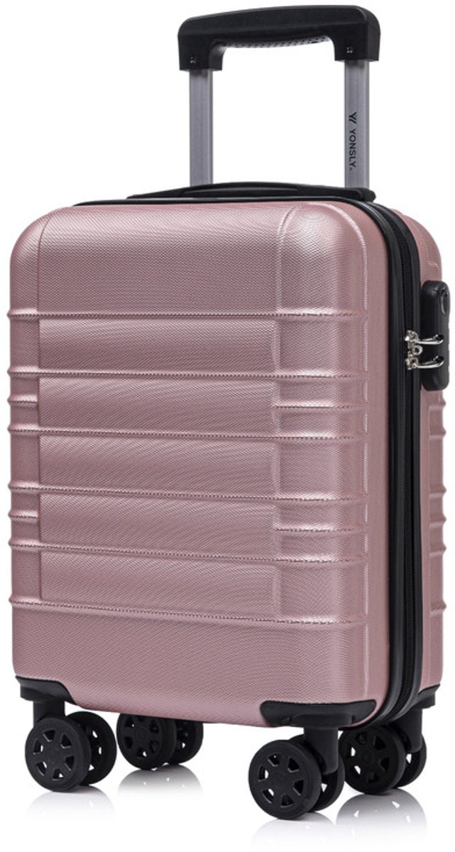 YONSLY Handbagage Koffer - 46x31x20 cm - Reiskoffer 25L - Roségoud
