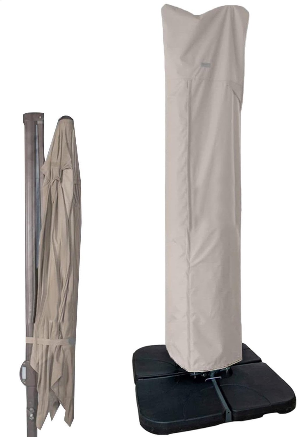Famanu Vrijdragende parasolhoes voor buiten, waterdicht en beschermend, geschikt voor verschillende parasolformaten, eenvoudig te reinigen en ontworpen om lang mee te gaan, perfect voor gebruik in de tuin of op het terras wit