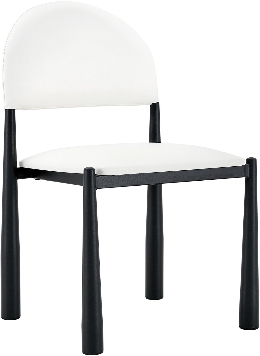 MUVANO Witte eetkamerstoelen set van 2 - Keukenstoelen - Halfronde gestoffeerde rugleuning - Kunstleer en metalen poten - 80 cm hoog - Voor keuken en eetkamer