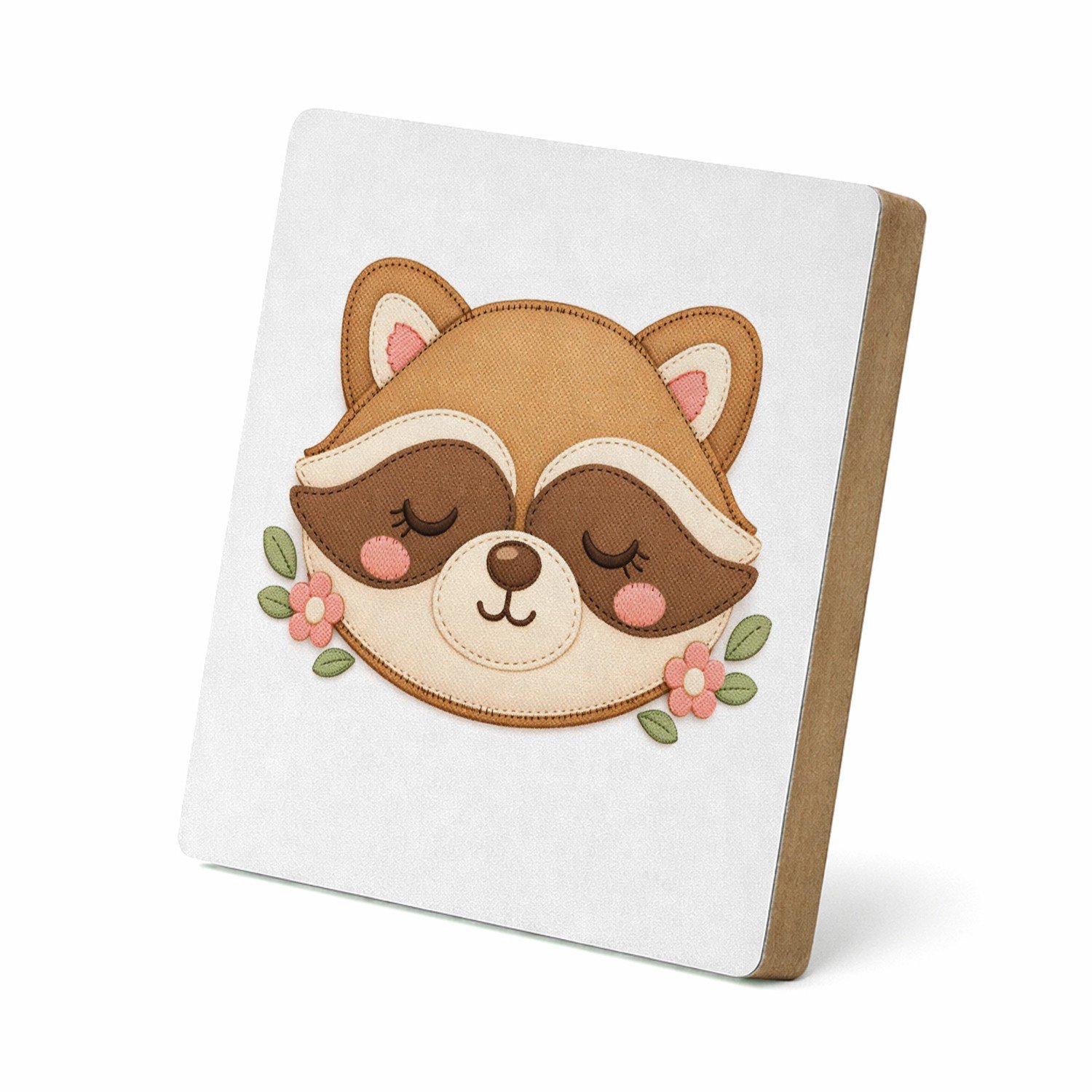 Mr Cadeautjes MDF staande fotolijst 15,2 x 15,2 - design Rond slaapvriendje met bosdier | cadeau Wit