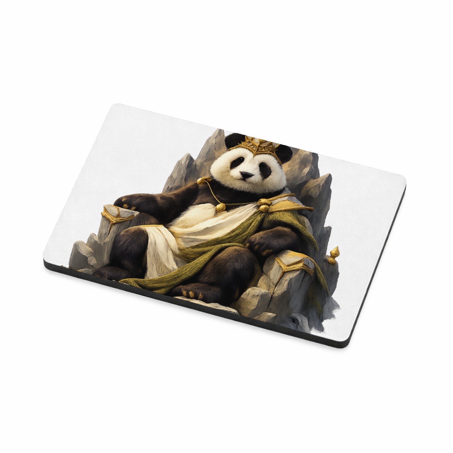 Mr Cadeautjes MDF magnetische fotolijst 7,5 x 5 - design Een trotse panda op een minimalistische bergtroon met wind e | cadeau Wit