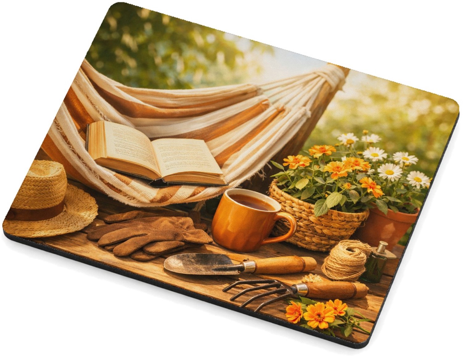 Mr Cadeautjes MDF magnetische fotolijst 9 x 7 - design Een tuinbank of hangmat in een rustige tuin met hobbyspullen | cadeau Wit