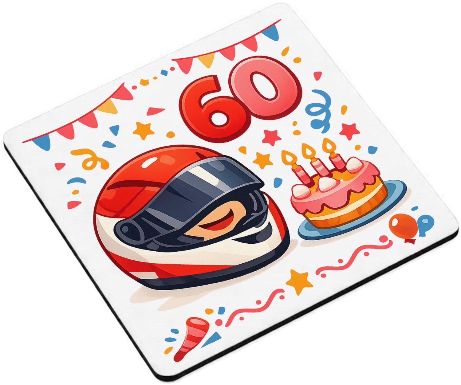 Mr Cadeautjes MDF magnetische fotolijst vierkant 9,5 - design Feestelijke verjaardagsposter met een stoere hobby-illustrat | cadeau Wit