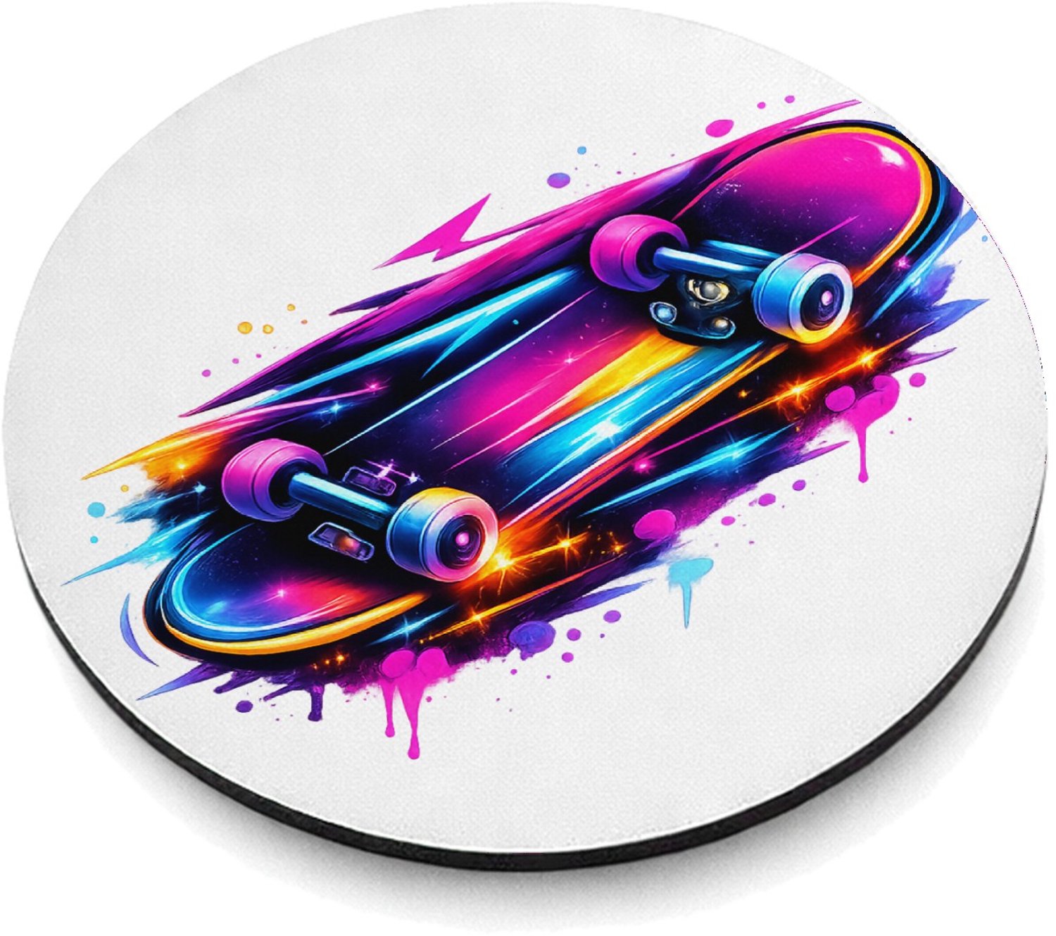 Mr Cadeautjes MDF magnetische fotolijst rond Ø 9,5 - design Neon sportenergie met een futuristische uitstraling | cadeau Wit