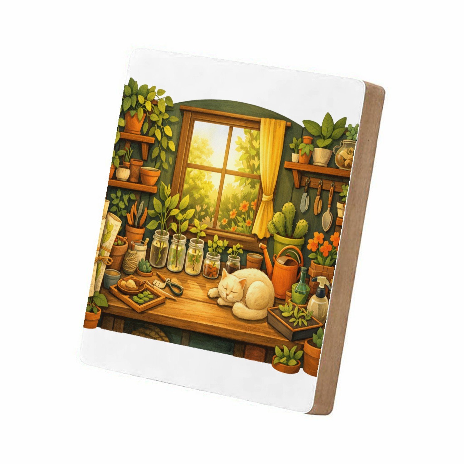 Mr Cadeautjes MDF staande fotolijst 15,2 x 15,2 - design Een werkplek voor een creatief plantenliefhebber met bureau| cadeau Wit