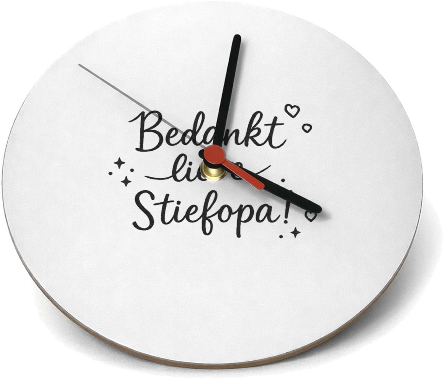 Mr Cadeautjes Klok rond Ø 19 - design Persoonlijk bedankje voor een stiefopa in speelse, sobere ty | cadeau Wit
