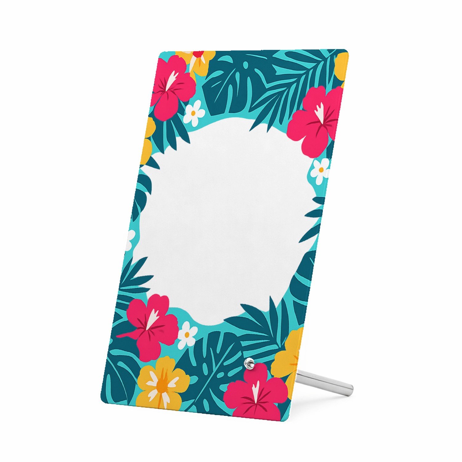 Mr Cadeautjes Glasframe 11 x 16 - design Fris botanisch herhaalpatroon met een speels centraal labelv | cadeau Wit