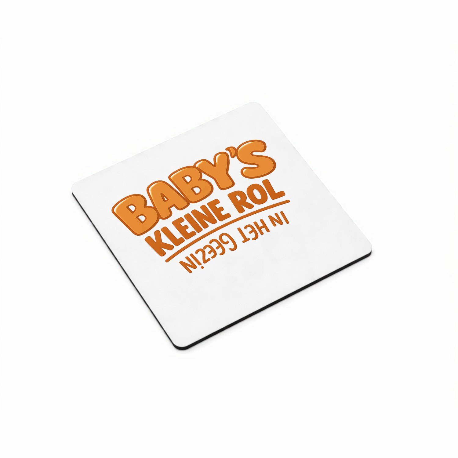 Mr Cadeautjes MDF magnetische fotolijst vierkant 9,5 - design Humoristische babyboodschap met omgekeerde typografie | cadeau Wit
