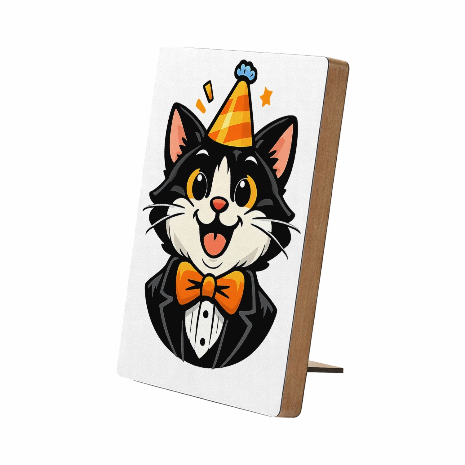 Mr Cadeautjes Glasframe/MDF 12,7 x 17,8 - design Humoristische feestprint met een dierlijk personage in nette | cadeau Wit