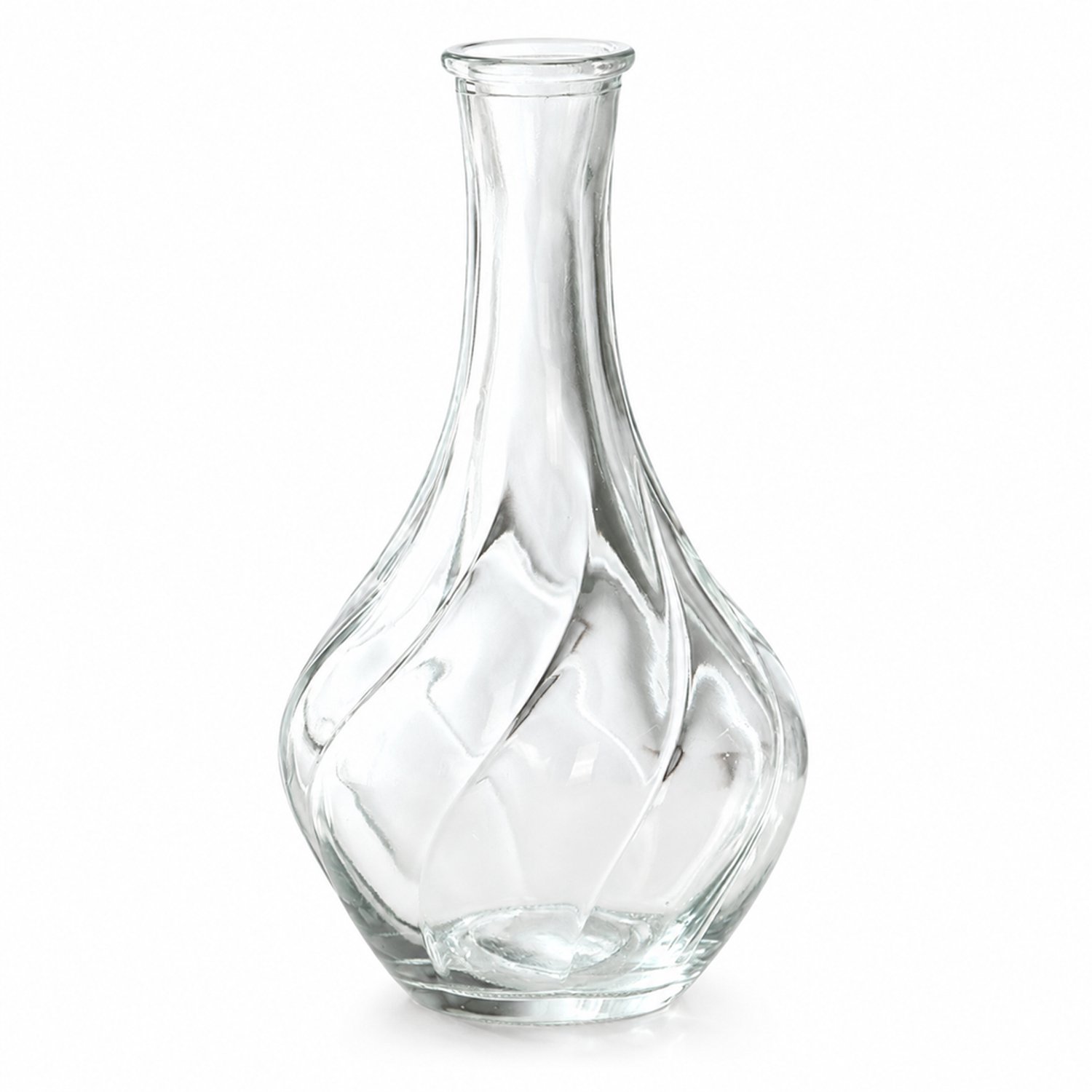 SWGOTA Transparante glazen vaas met spiraalpatroon - 17 cm hoog, opening 3,5 cm - smalle hals - schuimverpakking